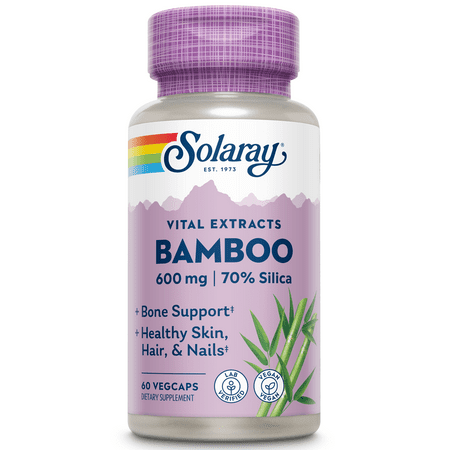 Solaray Bamboo Stem Extract 600mg | Healthy Hair Skin Nails Bones & Connective Tissue Support | Non-GMO Vegan & Lab Verified | 60 VegCaps - 076280030754