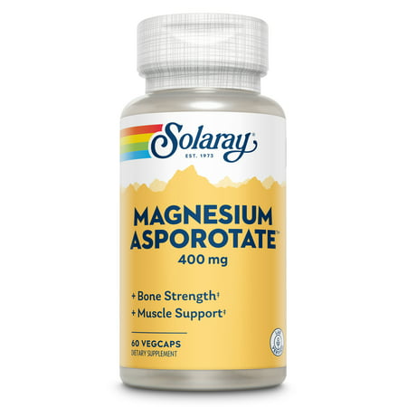 Solaray Magnesium Asporotate 400 mg | Aspartate Orotate & Citrate Complex | Healthy Heart Muscle Nerve & Circulatory Function Support | 60 VegCaps - 076280046205