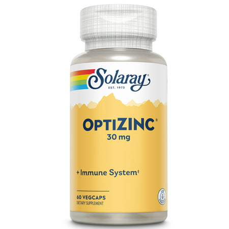 Solaray OptiZinc 30 mg Supports Immune & Endocrine Systems & Cellular Health With Methionine & B6 60 Serv 60 VegCaps - 076280047073
