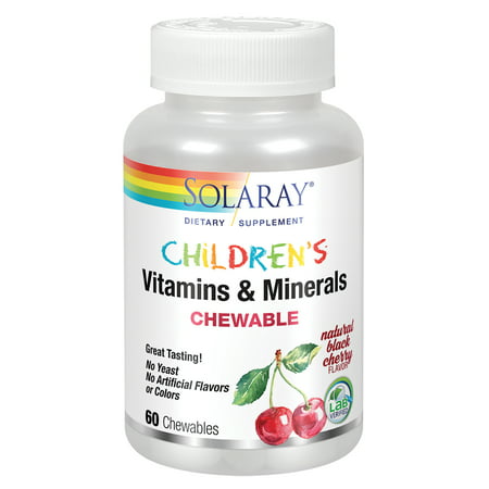 Solaray Childrens Vitamins & Minerals | Complete Multivitamin for Kids | Great Black Cherry Flavor - 076280047967