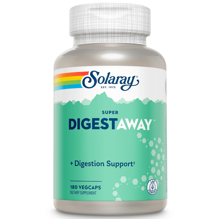 Solaray Super Digestaway Digestive Enzyme Blend | Healthy Digestion & Absorption of Proteins Fats & Carbohydrates | Lab Verified | 180 VegCaps - 076280048025