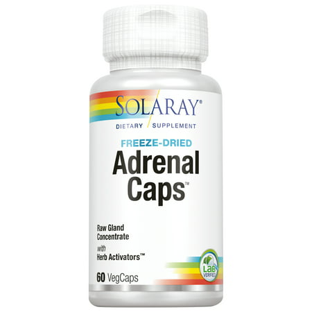 Solaray Freeze Dried Adrenal Caps | Supports Healthy Stress Management & Energy | 30 Servings 60 VegCaps - 076280051001