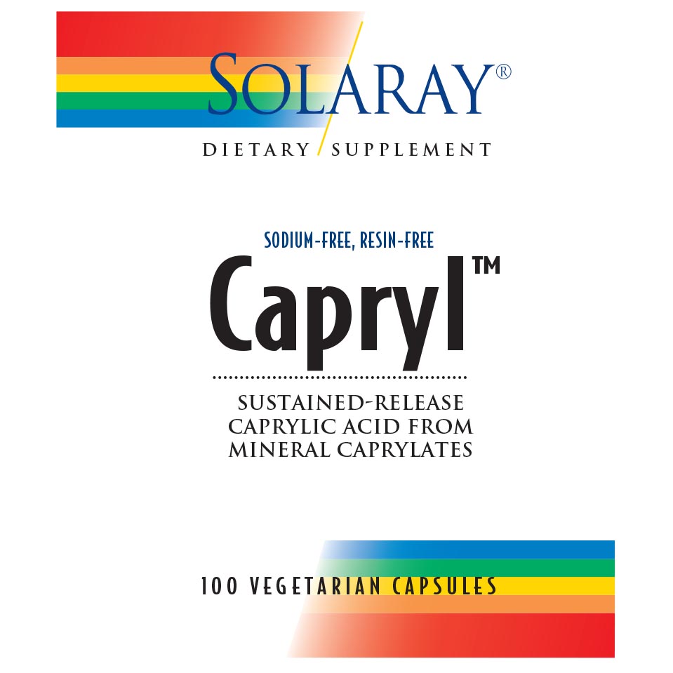 Solaray Capryl Sustained Release Caprylic Acid Healthy Gastrointestinal Tract Support 16 Servings 100 VegCaps - 076280081305