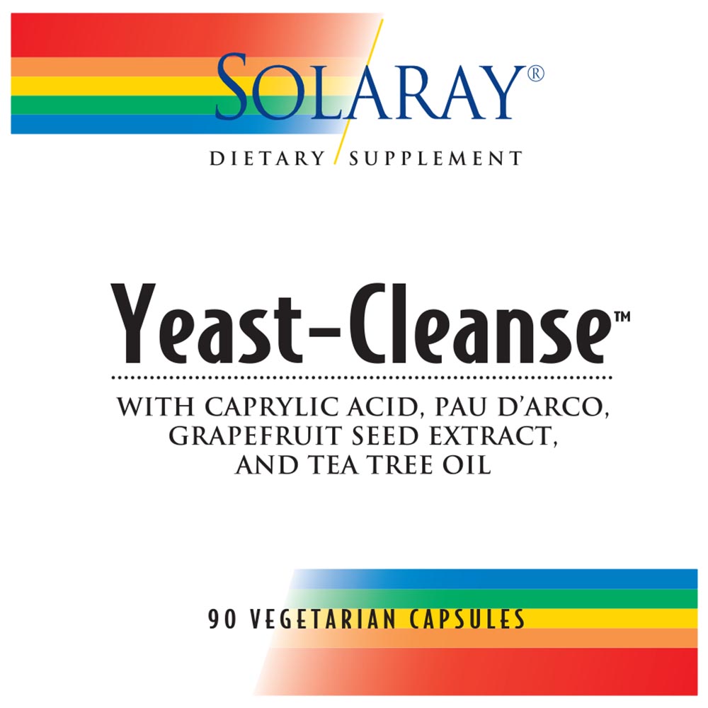 Solaray Yeast-Cleanse With Caprylic Acid, Pau DArco, Grapefruit Seed Extract & Tea Tree Oil Healthy Cleansing Support 30 Servings 90 VegCaps - 076280081329