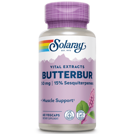 Solaray Butterbur Root Extract 50mg | Support for Healthy Vascular Smooth Muscle Blood Flow Respiratory Function & Urinary System Health | 60ct - 076280116649