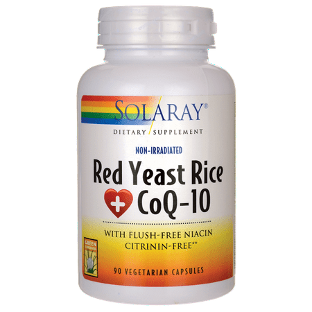 Solaray Red Yeast Rice Plus CoQ-10 | With Niacin for Added Cardiovascular Health Support | Non-Irradiated & No Citrinin | 90 Vegetarian Capsules - 076280121551