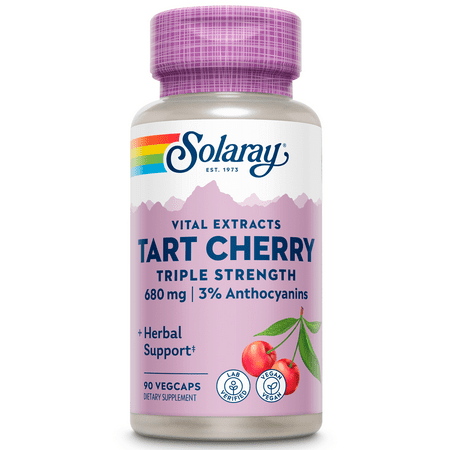 Solaray Triple Strength Tart Cherry Fruit Extract | Helps Support Healthy Uric Acid Levels w/ Antioxidants & Anthocyanins | Non-GMO & Vegan | 90ct - 076280223149