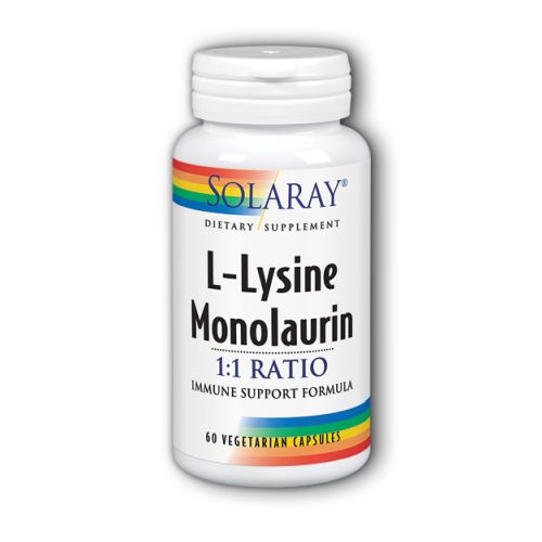 L-Lysine Monolaurin Immune Supplement 1:1 Ratio for Immune System Function & Skin Health Support, 60 VegCaps, 30 Serv. - 076280352818