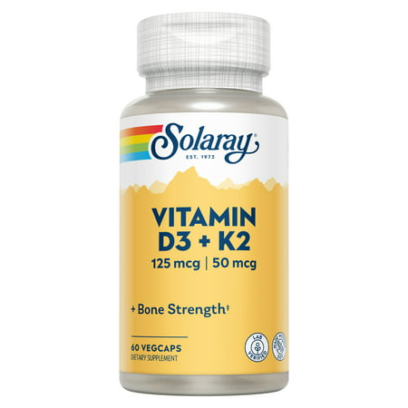 Solaray Vitamin D3 + K2 | D & K Vitamins for Calcium Absorption and Support for Healthy Cardiovascular System & Arteries | Non-GMO & No Soy | 60 CT - 076280385847