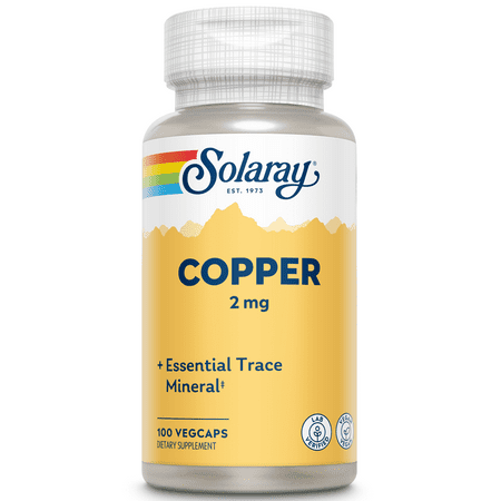 Solaray Copper 2 mg | Healthy Red Blood Cell Formation Immune and Nerve Function Support | Non-GMO | 100ct - 076280459319