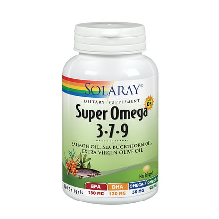 Solaray Super Omega 3 7 9 | Supports Healthy Skin Cardiovascular Function More | EPA DHA Essential Fatty Acids from Fish Oil | Mini Softgel 120ct - 076280610093