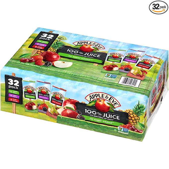 Apple & Eve 100% Juice Variety Pack, 6.75 Fl Oz, Pack of 32 - 885710043208