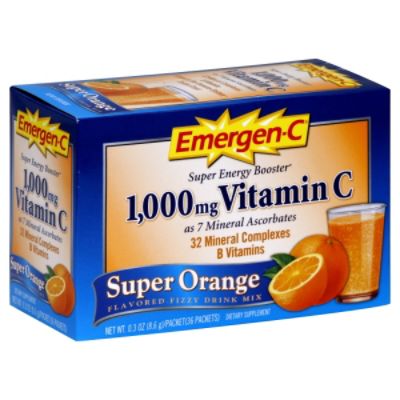 Emergen-C Vitamin C Fizzy Drink Mix, 1000 mg, Super Orange, 0.3 Ounce Packets 30 packets. - 076314300464