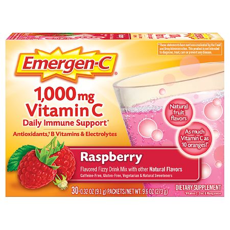 Emergen-C Daily Immune Support Vitamin C Supplement Powder Raspberry 30 Ct - 076314302017