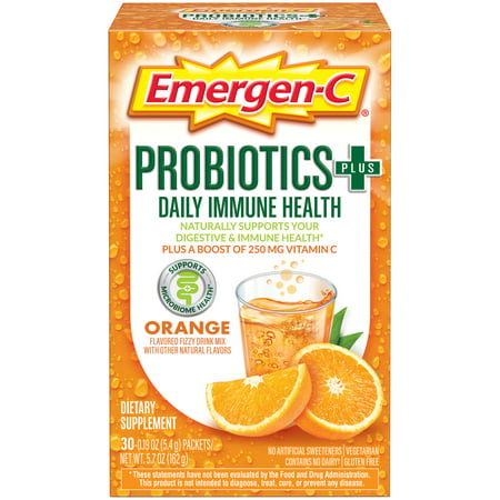 Emergen-C Probiotics Plus Digestive Supplement Powder Orange 30 Ct - 076314510436