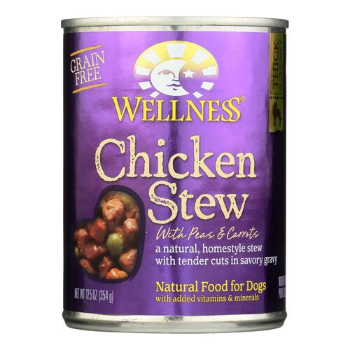 WELLNESS: Chicken Stew with Peas & Carrots Canned Dog Food, 12.5 oz - 0076344017059