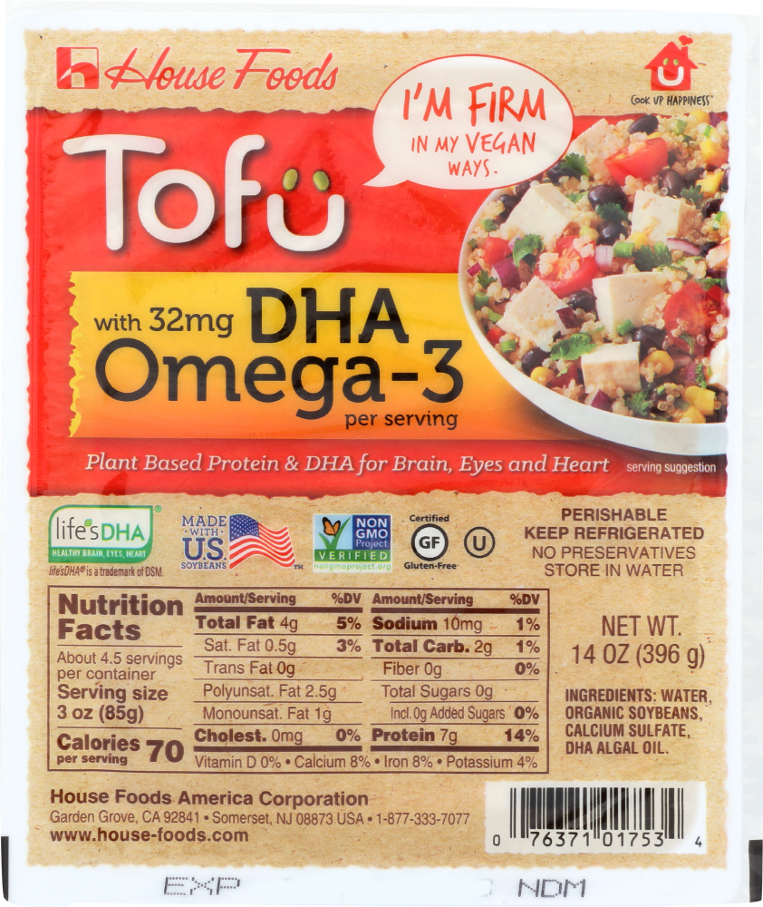 HOUSE FOODS: Tofu Firm DHA Omega-3, 14 oz - 0076371017534
