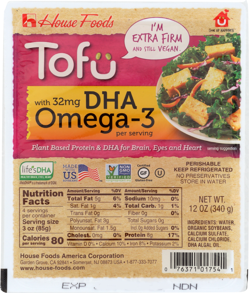 HOUSE FOODS: Tofu Extra Firm DHA Omega-3, 12 oz - 0076371017541