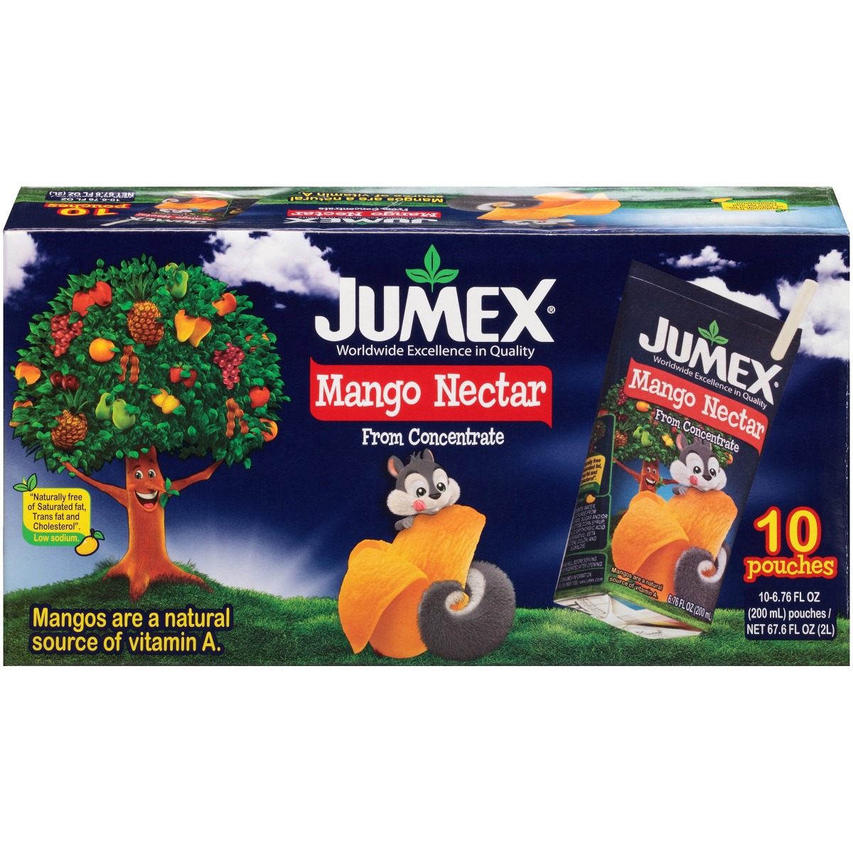 JUMEX: Juice Tetra Pouch Mango, 10 Packs, 67.6 oz - 0076406061303