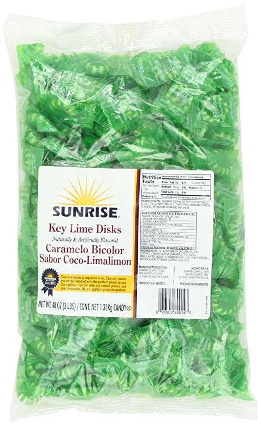 Sunrise Confections Key Lime Disks - Hard Candy 3 Pound Bag - 076500800143