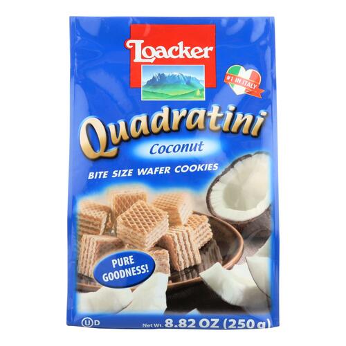 Loacker Quadratini Bite Size Wafer Cookies In Coconut - Case Of 6 - 8.82 Oz - 076580004929