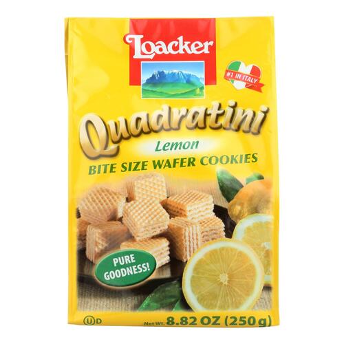 Loacker, Quadratini Lemon Bite Size Wafer Cookies - 076580004936