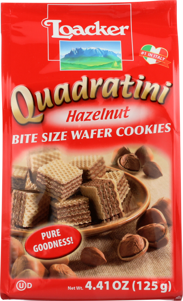 LOACKER: Quadratini Hazelnut Wafer 125g, 4.41 oz - 0076580005919