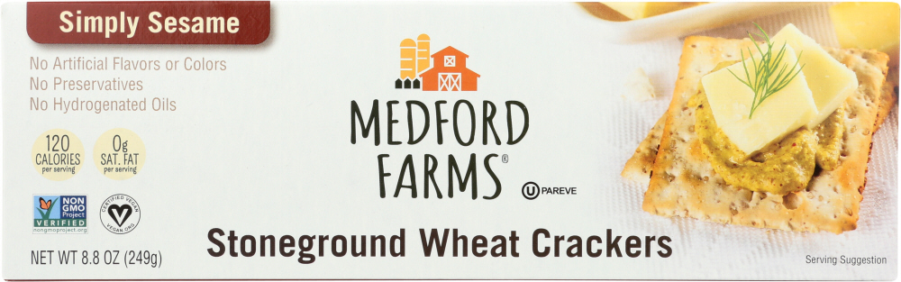 Stone Ground Wheat Crackers, Sesame, Sesame - beefgrndchuckpty404ozfbab