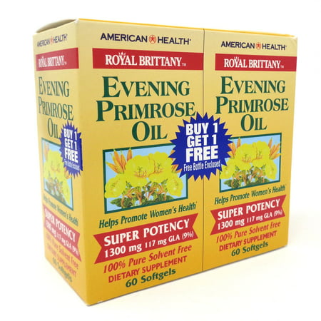 American Health - Royal Brittany Evening Primrose Oil Super Potency 60+60 Twin Pack Special 1300 mg. - 120 Softgels - 076630032315