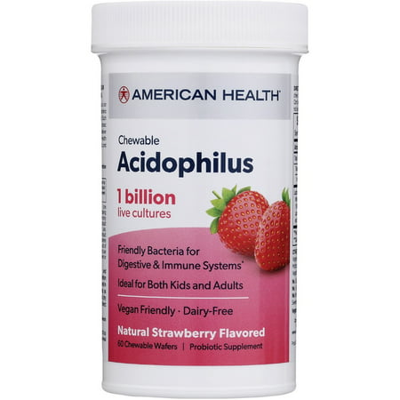 American Health Chewable Acidophilus - Natural Strawberry - 076630303224