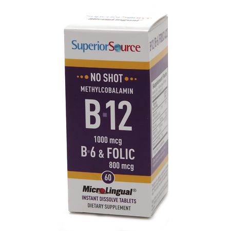 Superior Source No Shot Vitamin B12 Methylcobalamin (1000 mcg) 60 Ct - 076635907007