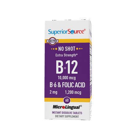 Superior Source No Shot Vitamin B12 Cyanocobalamin (10000 mcg) 60 Ct - 076635908103