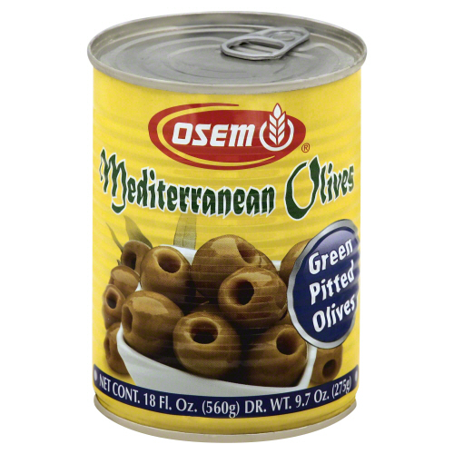 OSEM: Olives Mediterranean Green Pitted, 18 oz - 0076937002882