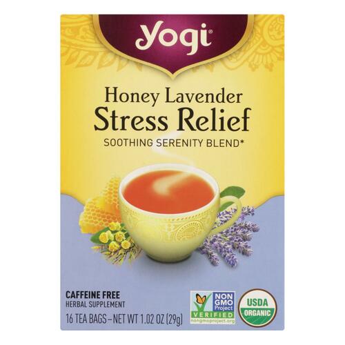 YOGI TEAS: Honey Lavender Caffeine Free Stress Relief Tea, 16 Tea Bags - 0076950204546