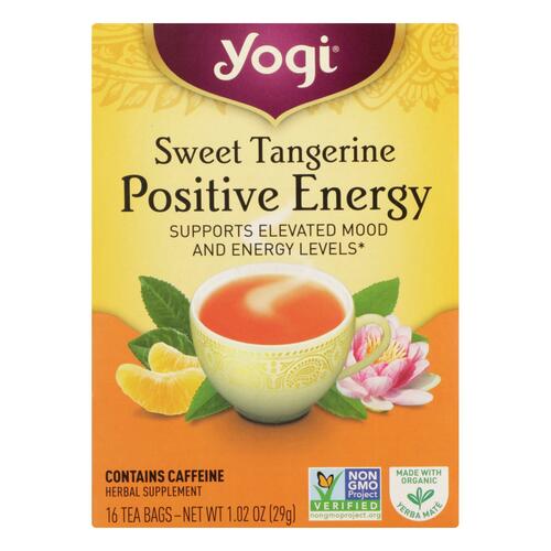 YOGI TEAS: Positive Energy Sweet Tangerine, 16 Tea Bags - 0076950204553