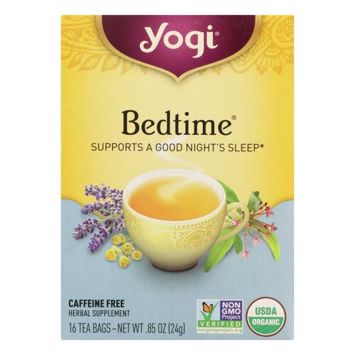 Yogi Bedtime Herbal Tea Caffeine Free Chamomile - 16 Tea Bags - Case Of 6 - 0076950450011