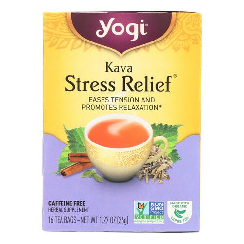 YOGI TEAS: Kava Stress Relief Natural Organic Caffeine Free, 16 Tea Bags - 0076950450301