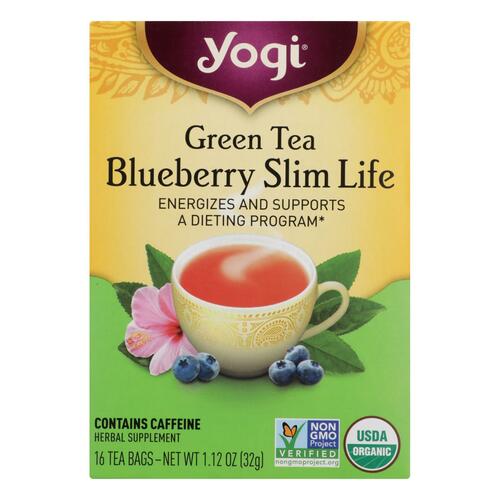 YOGI TEAS: Green Tea Blueberry Slim Life, 16 Tea Bags - 0076950450578