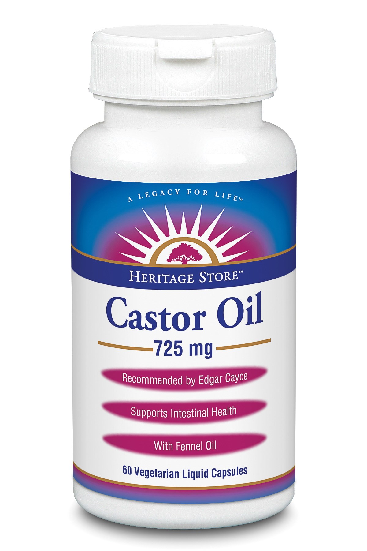 Heritage Products Castor Oil 725 Mg, 60 Vegetarian Capsules (B005G96P6S) - 076970301508