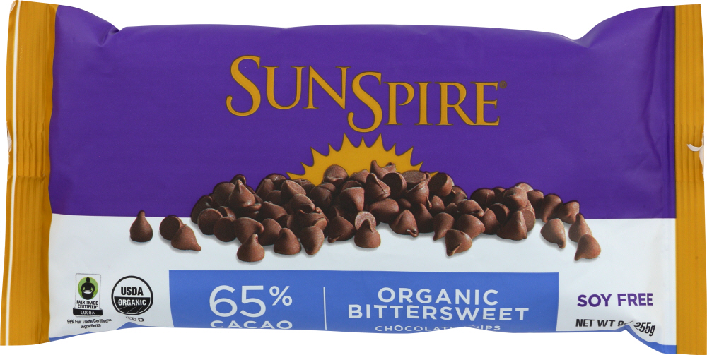 Sunspire, Organic 65% Cacao Chips, Bittersweet Chocolate - 077241500767