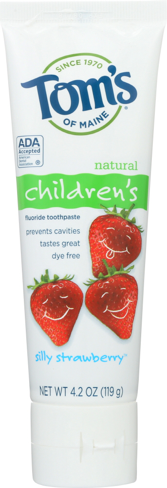 TOMS OF MAINE: Natural Children’s Fluoride Toothpaste Silly Strawberry, 4.2 Oz - 0077326830925