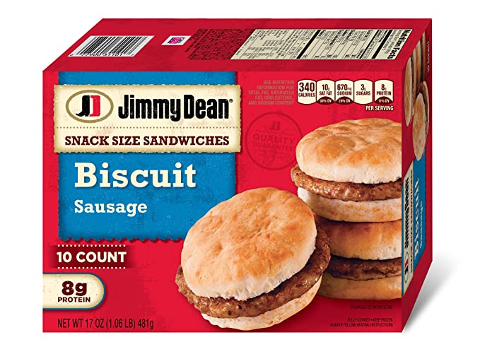  Jimmy Dean Snack Size Sausage Biscuit Sandwiches, 10 Count (Frozen)  - 077900311017