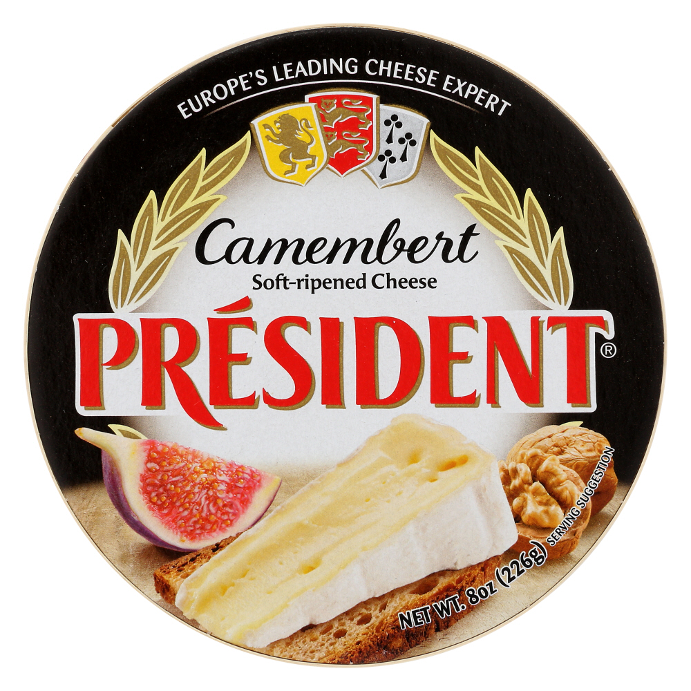 PRESIDENT: Camembert Soft Ripened Cheese, 8 oz - 0077901004024
