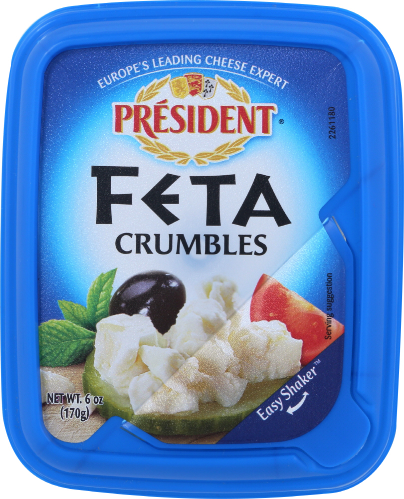 PRESIDENT: Crumbled Feta Cheese Plain, 6 oz - 0077901007810