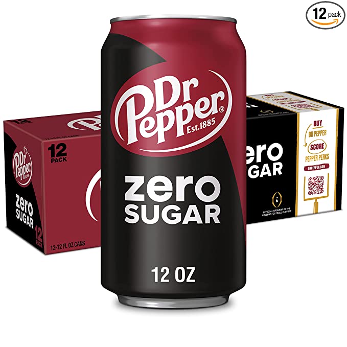 Dr Pepper Zero Sugar Soda, 12 fl oz cans, 12 pack - 078000035261