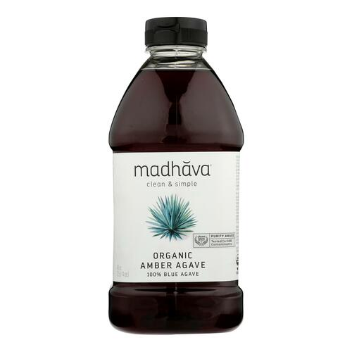 MADHAVA HONEY: Organic Amber Raw Blue Agave, 46 oz - 0078314200461
