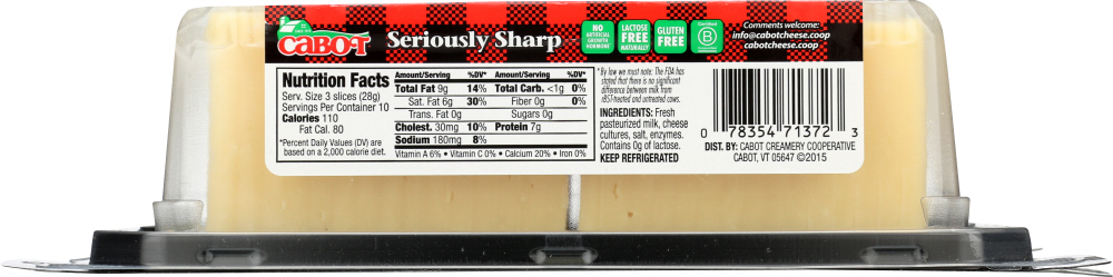 Premium Seriously Sharp Cheddar Cheese Cracker Cut Slices, Cheddar Cheese - premium
