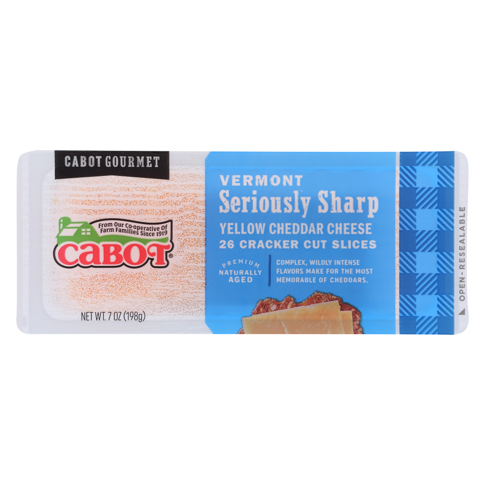 CABOT: Seriously Sharp Yellow Cheddar Cheese Cracker Cuts, 7 oz - 0078354716519