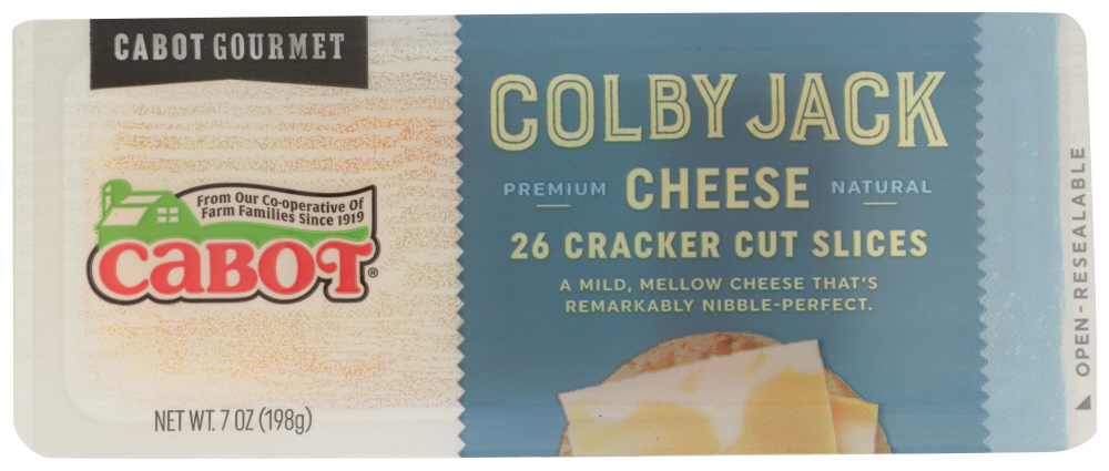 CABOT: Colby Jack Cracker Cut Slices Cheese, 7 oz - 0078354716533