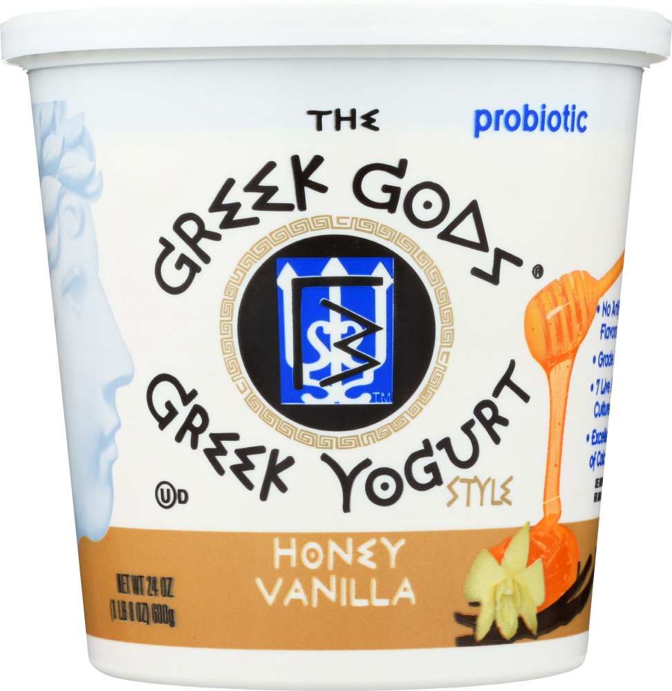 THE GREEK GODS: Honey Vanilla Greek-Style Yogurt, 24 oz - 0078355570103